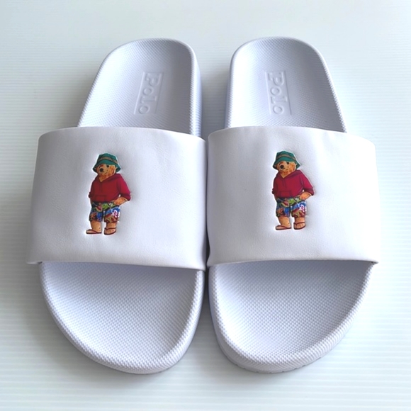 Polo Ralph Lauren Cayson Bear Pool White Sandals Sz 13 New